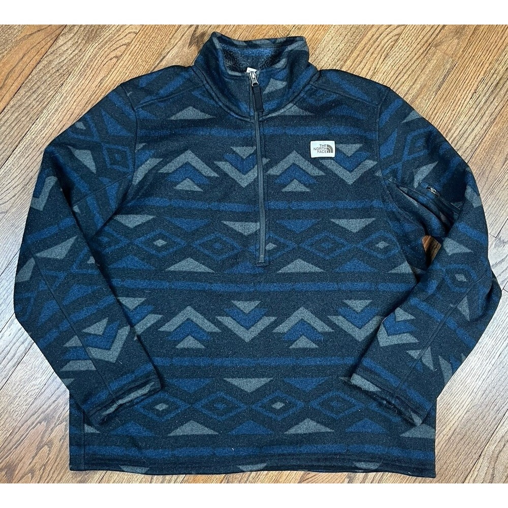 The North Face Men's Sweater Blue Knit Gordon Lyons 1/4 Zip Southwest Sz‎ 2XL